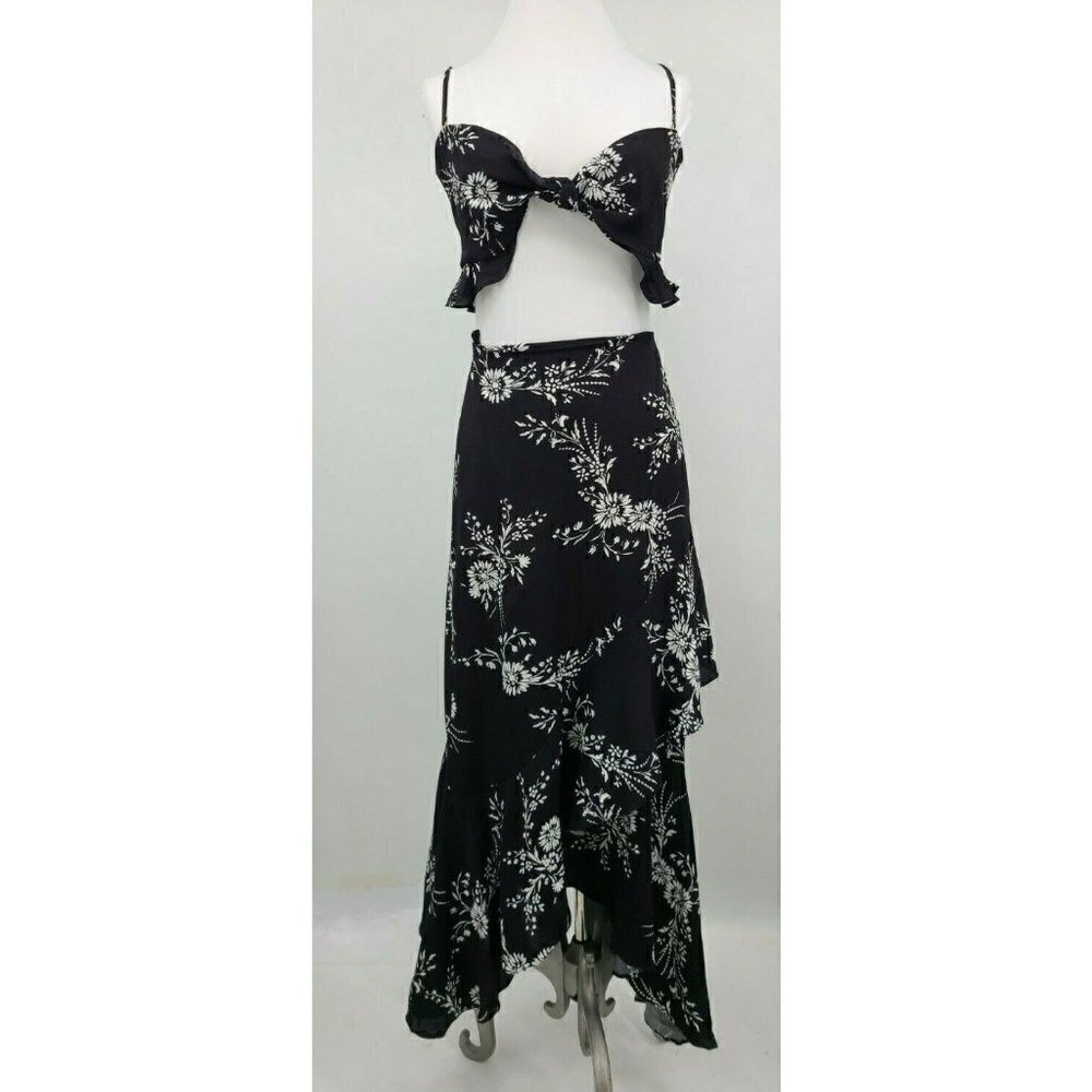 New Flynn Skye Michelle Maxi Dress Womens S Black White Floral